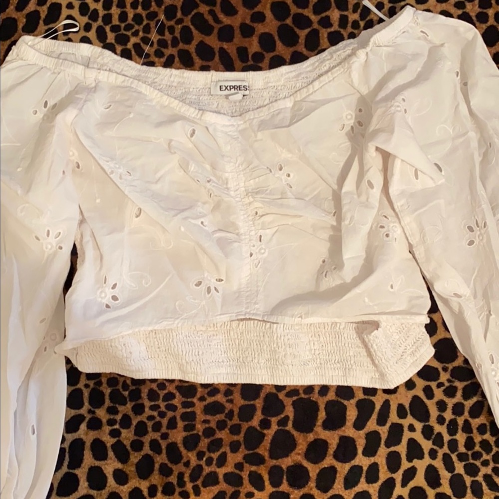 Express White long sleeve crop top
